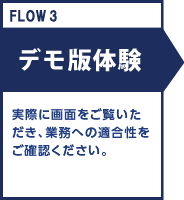 FLOW3 デモ版体験 実際に画面をご覧いただき、業務への適合性をご確認ください。