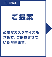 FLOW4 ご提案 必要なカスタマイズも含めて、ご提案させていただきます。