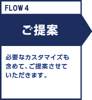 FLOW4 ご提案 必要なカスタマイズも含めて、ご提案させていただきます。