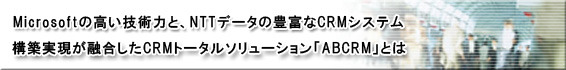 Microsoftの高い技術力と、NTTデータの豊富なCRMシステム構築実績が融合したCRMトータルソリューション「ABCRM」とは